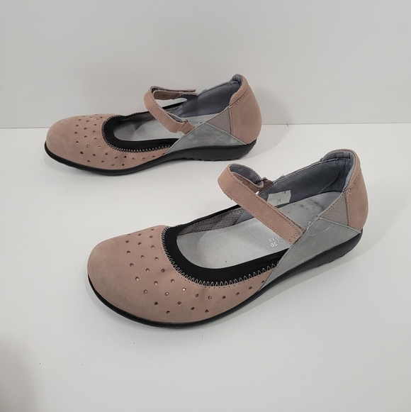 Naot Kirei Pink Tan Suede Leather Ortho Mary Jane Shoes Women Size 8-8.5 Eur 39 - Picture 1 of 6